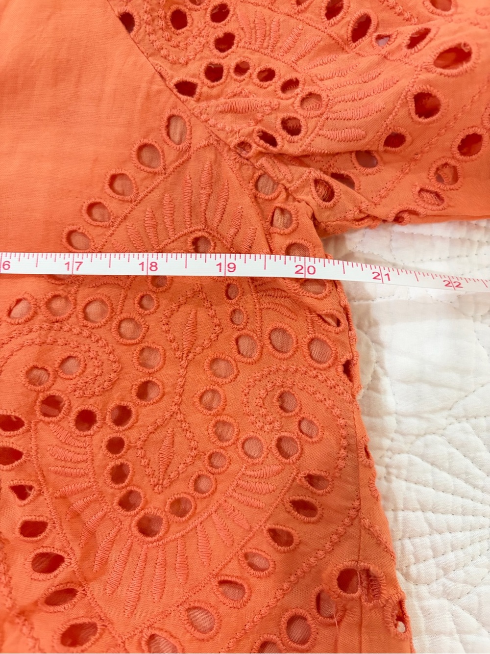NWT SZ L Anthropologie Ollari New York Orange Eyelet Button-Front Blouse - Picture 5 of 9